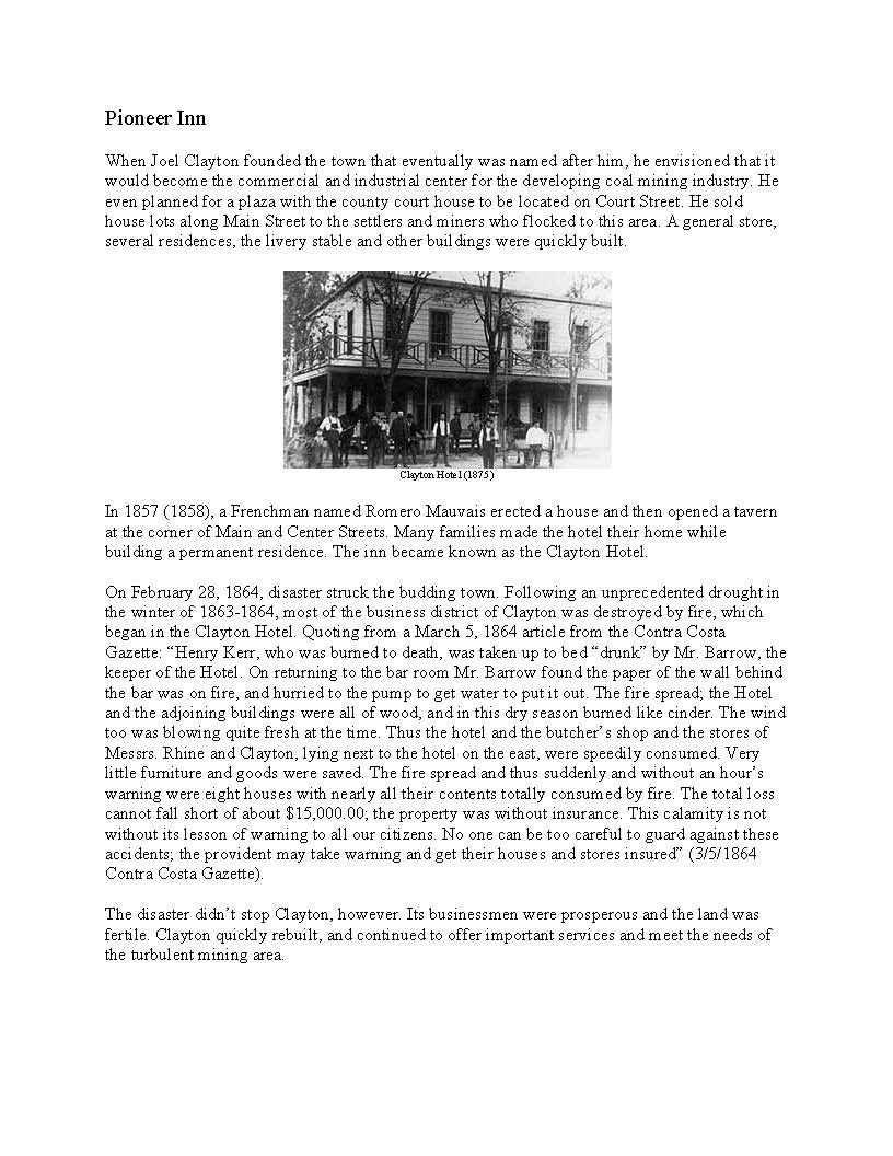 Pioneer Inn History page 1
